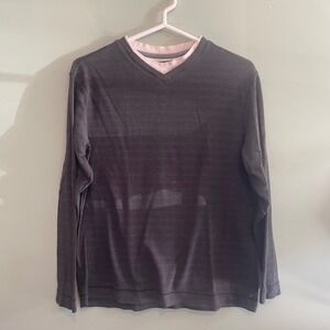 Method Mens Casual Minimalist Pullover V-Neck‎ Long Sleeve Shirt Grey Small